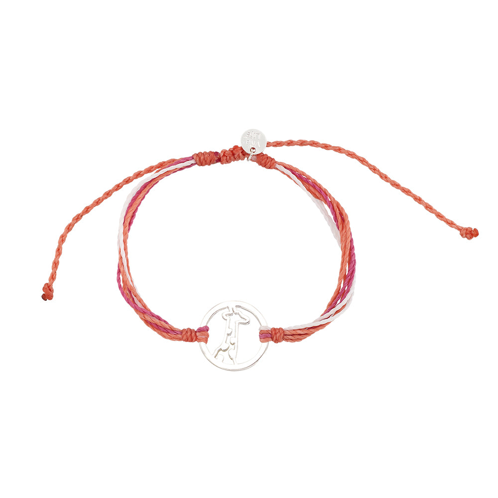 Wax Cord Giraffe Circle Charm Bracelet