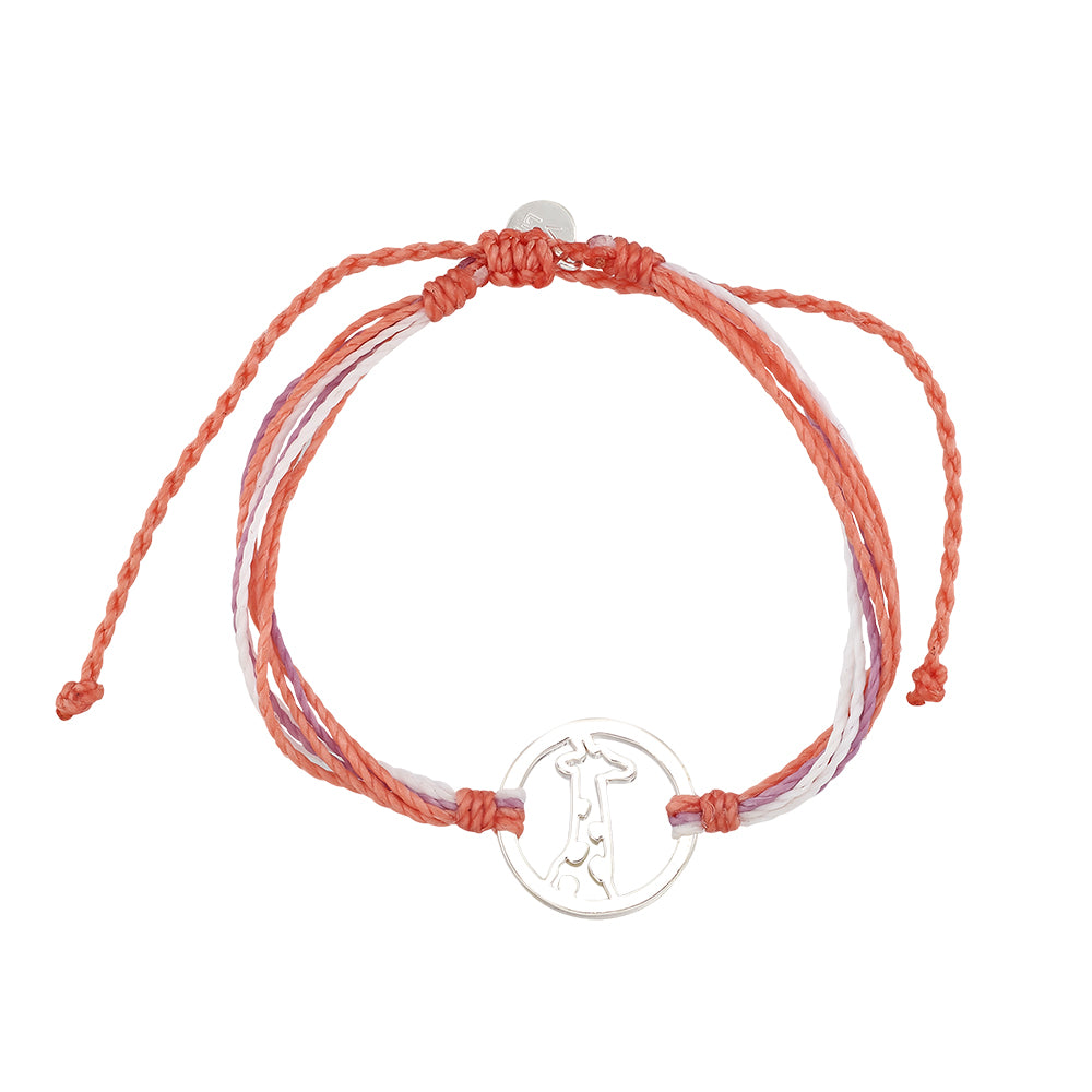 Wax Cord Giraffe Circle Charm Bracelet