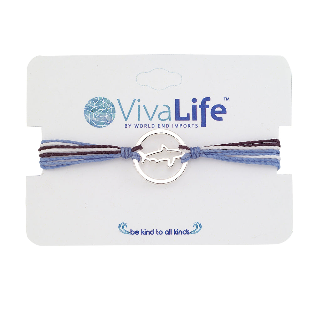 Wax Cord Shark Circle Charm Bracelet