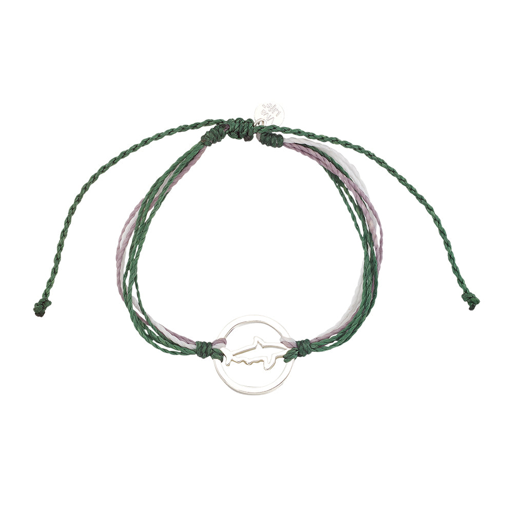 Wax Cord Shark Circle Charm Bracelet
