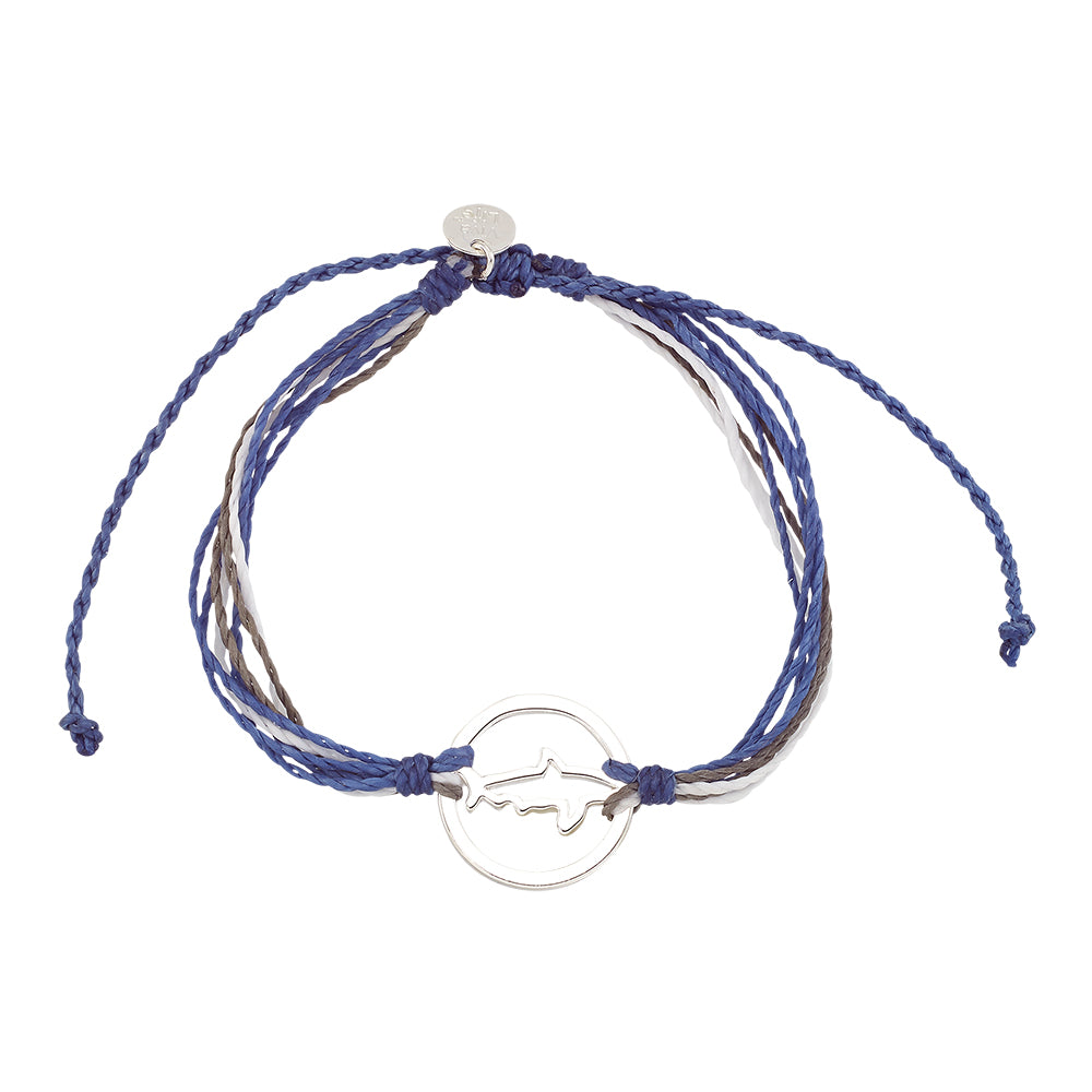 Wax Cord Shark Circle Charm Bracelet