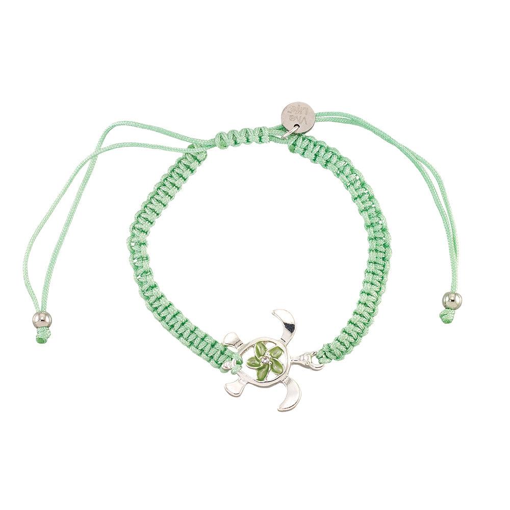 "Give Back" Turtle Hibiscus Macrame Bracelet