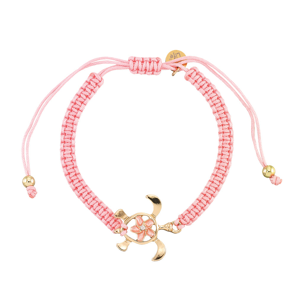 &quot;Give Back&quot; Turtle Hibiscus Macrame Bracelet