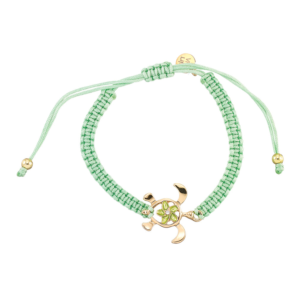 &quot;Give Back&quot; Turtle Hibiscus Macrame Bracelet