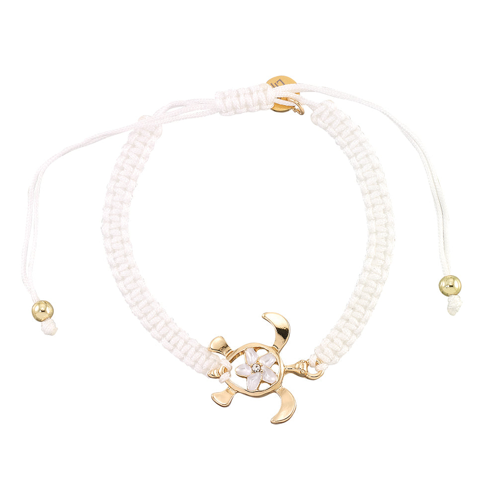 "Give Back" Turtle Hibiscus Macrame Bracelet