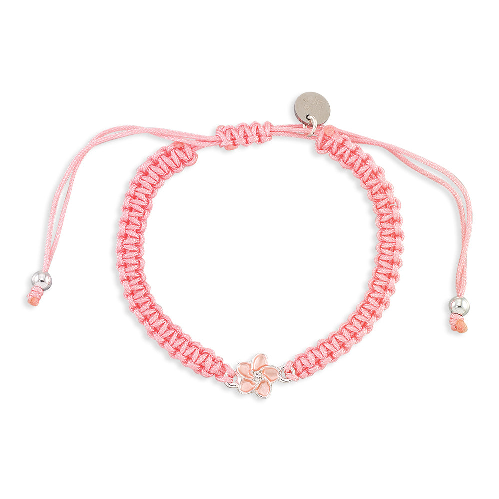 Enamel Hibiscus Macrame Bracelet