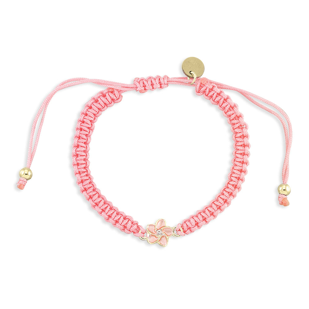 Enamel Hibiscus Macrame Bracelet