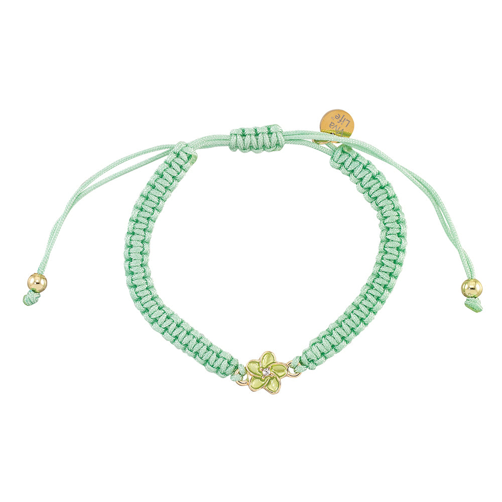 Enamel Hibiscus Macrame Bracelet