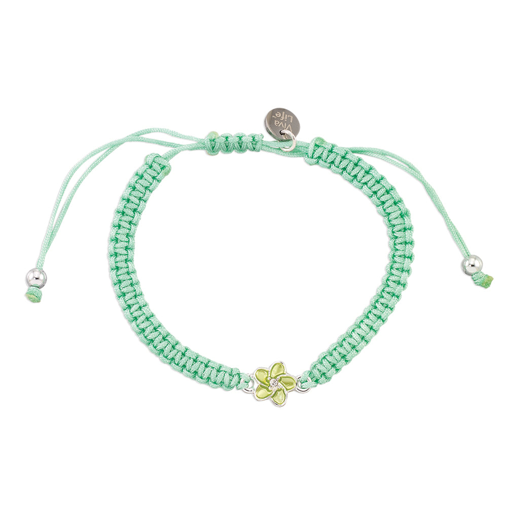 Enamel Hibiscus Macrame Bracelet