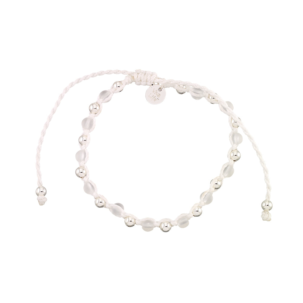 Metal Bead White Cord Bracelet