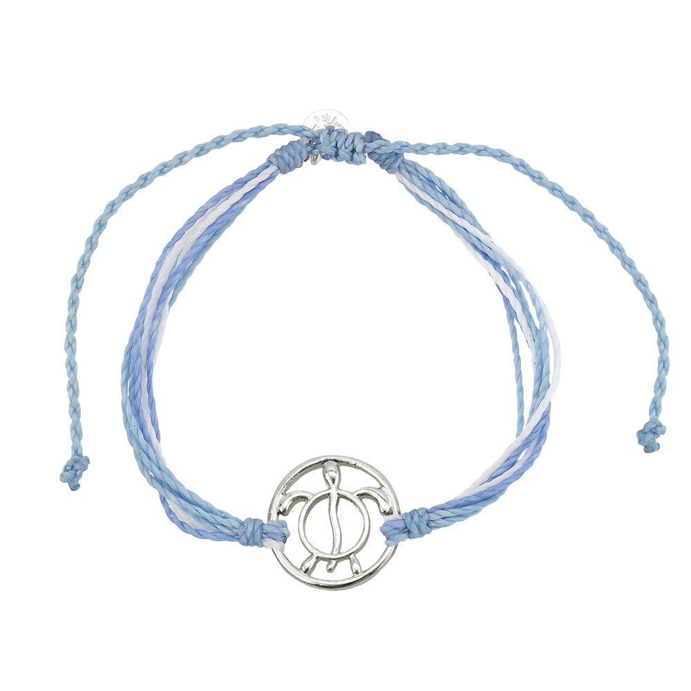 "Give Back" Wax Cord Turtle Circle Charm Bracelet