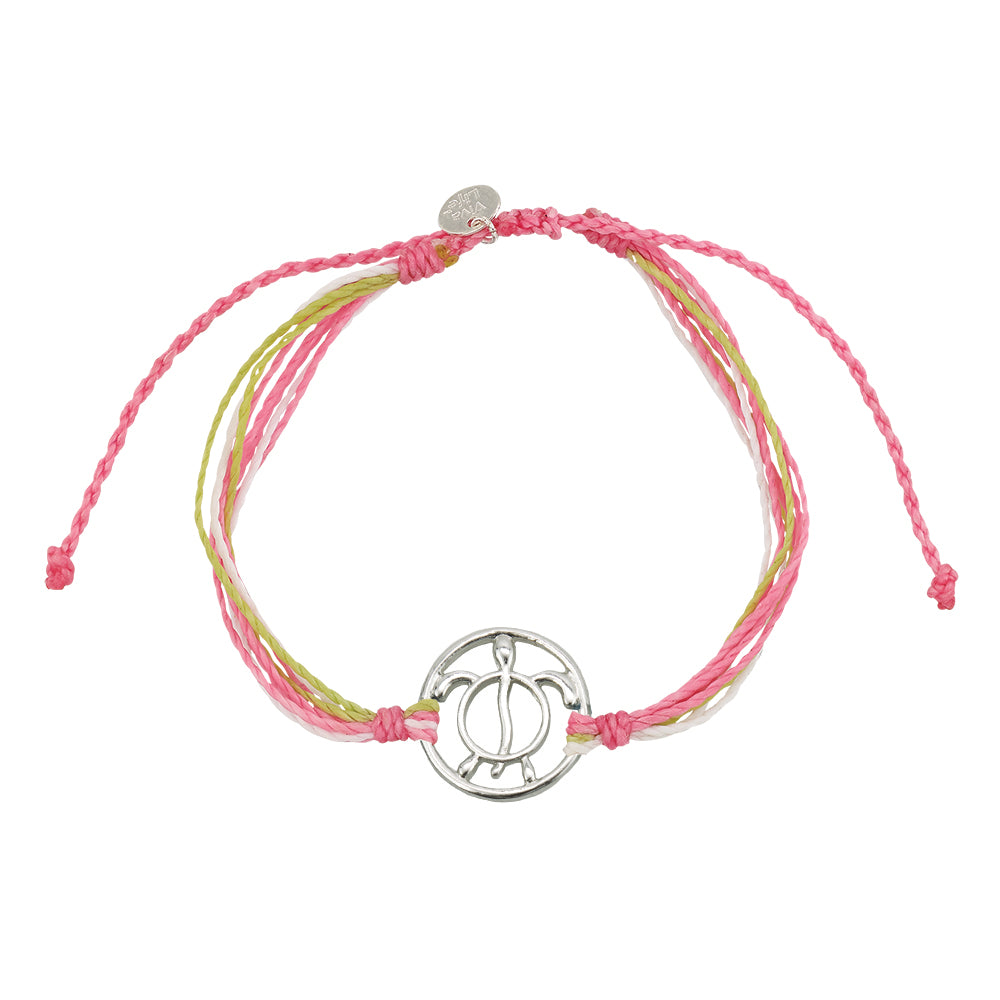 "Give Back" Wax Cord Turtle Circle Charm Bracelet