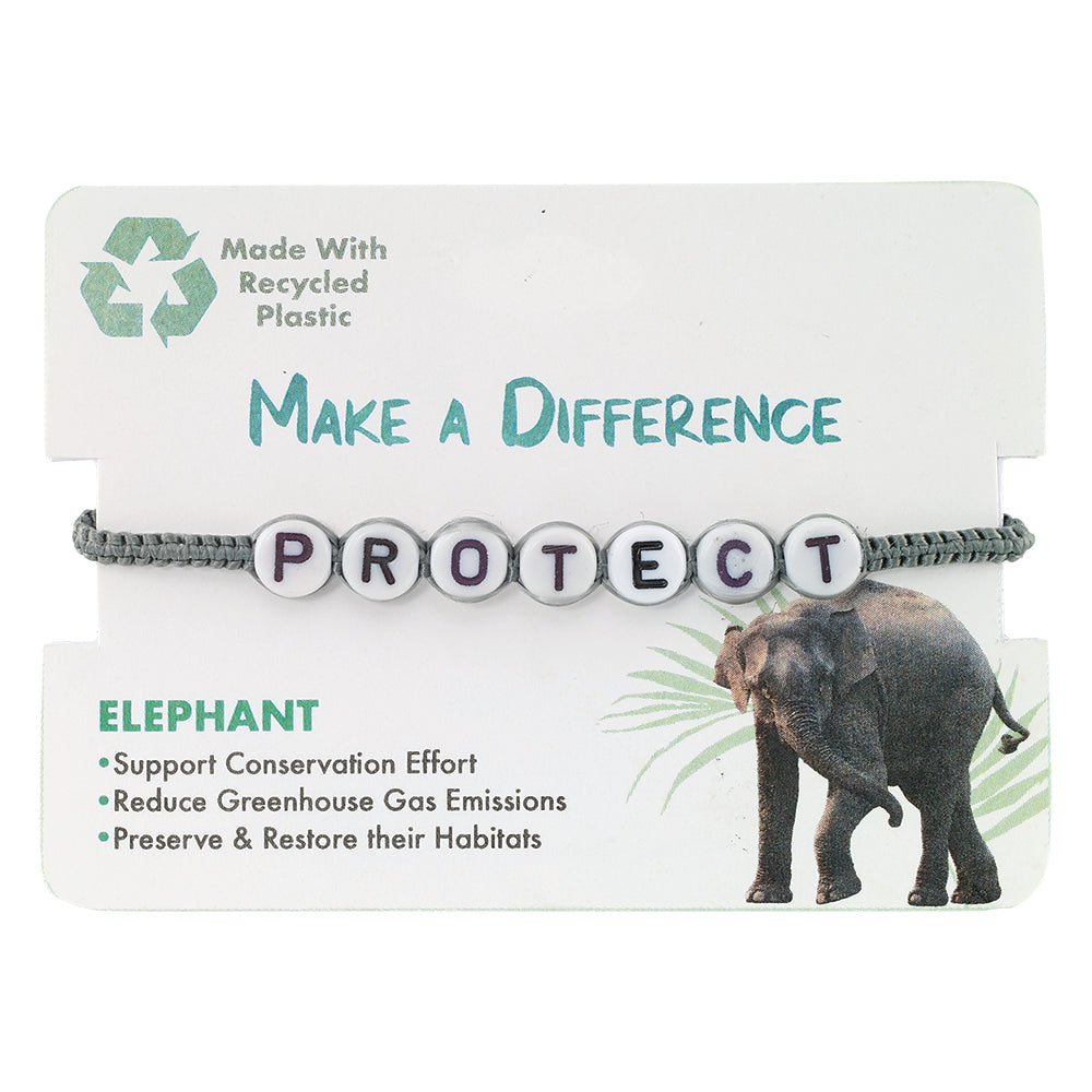 &quot;PROTECT&quot; Recyclable Elephant Bracelet