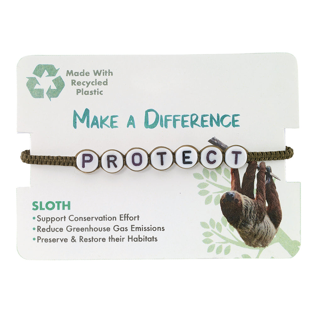 &quot;PROTECT&quot; Recyclable Sloth Bracelet
