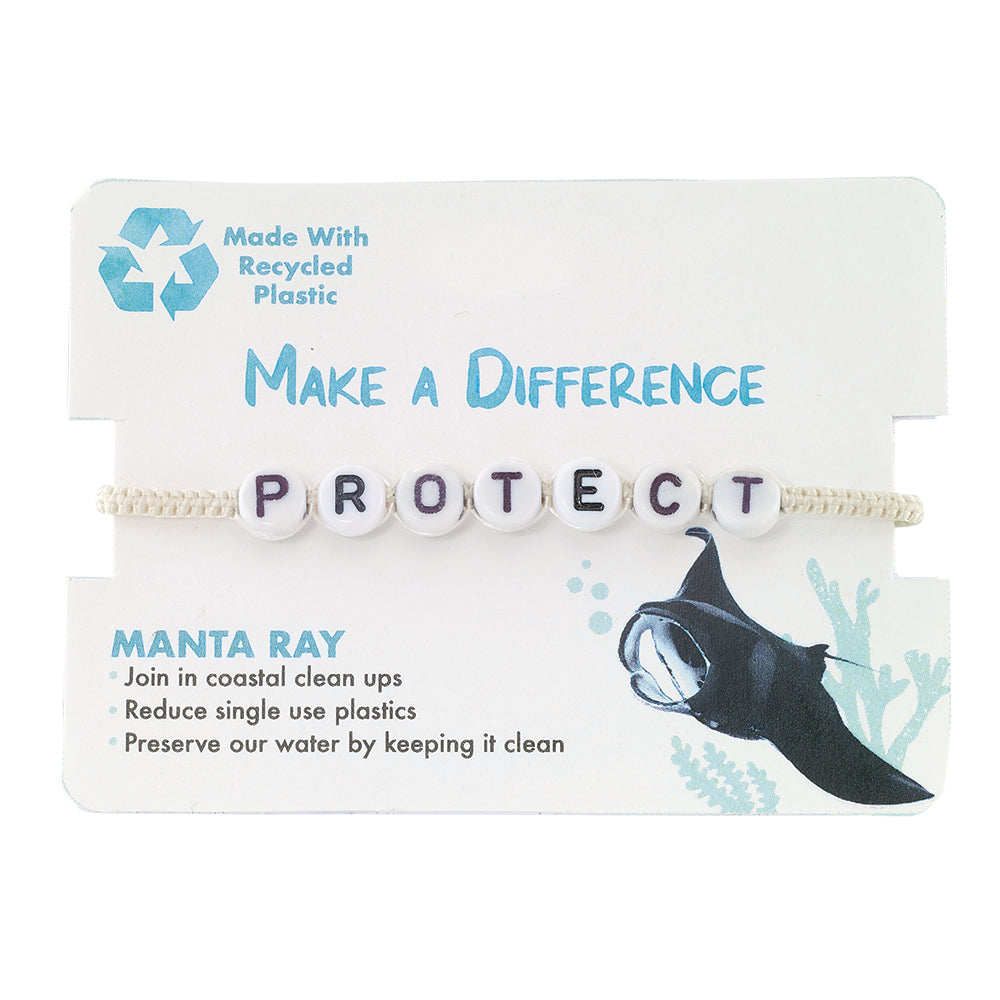 &quot;PROTECT&quot; Recyclable Manta Ray Bracelet