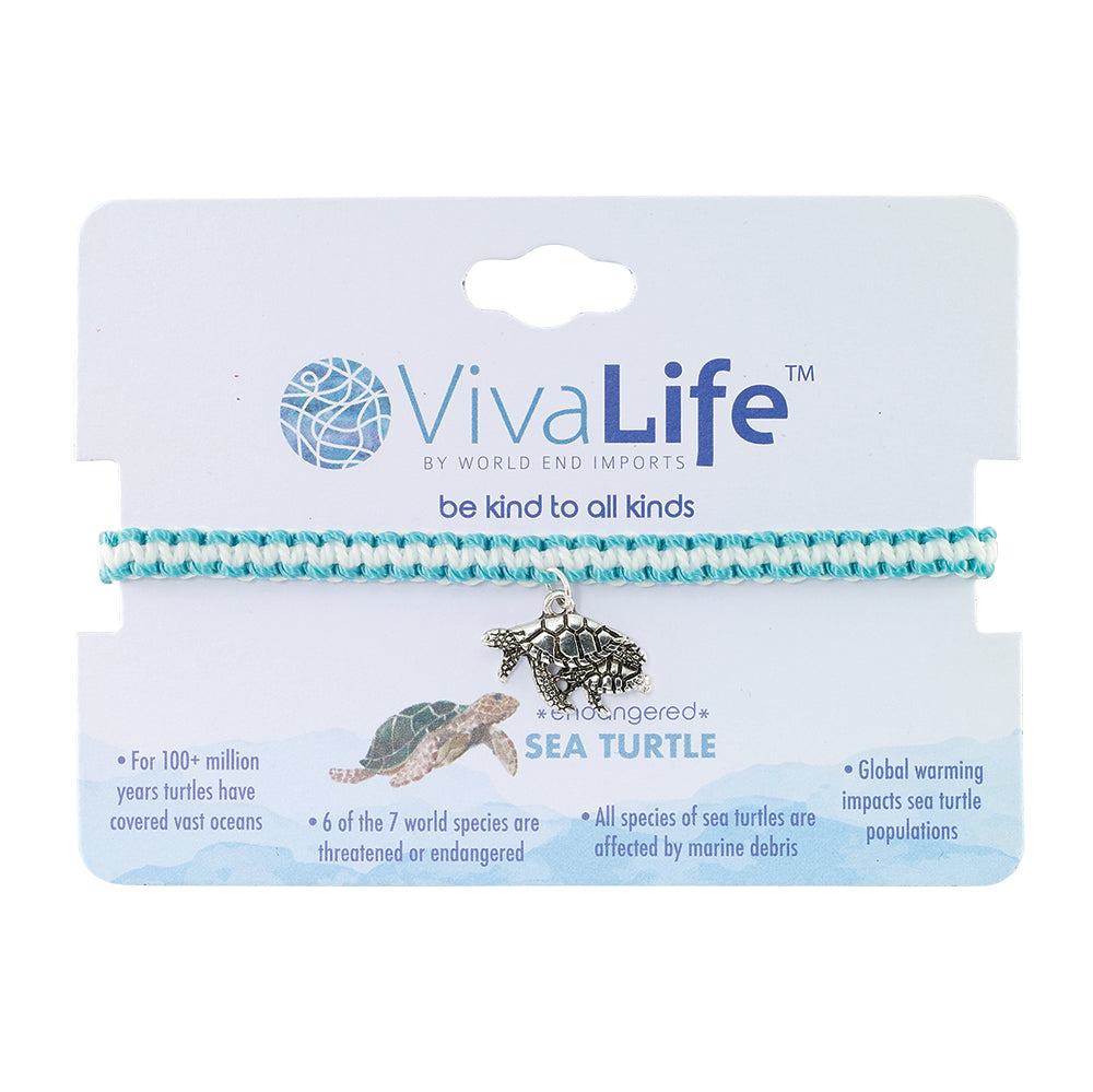 "Give Back" Mommy Turtle and Baby Charm Woven Bracelet