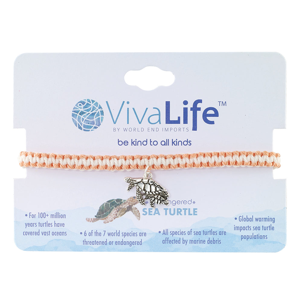 "Give Back" Mommy Turtle and Baby Charm Woven Bracelet