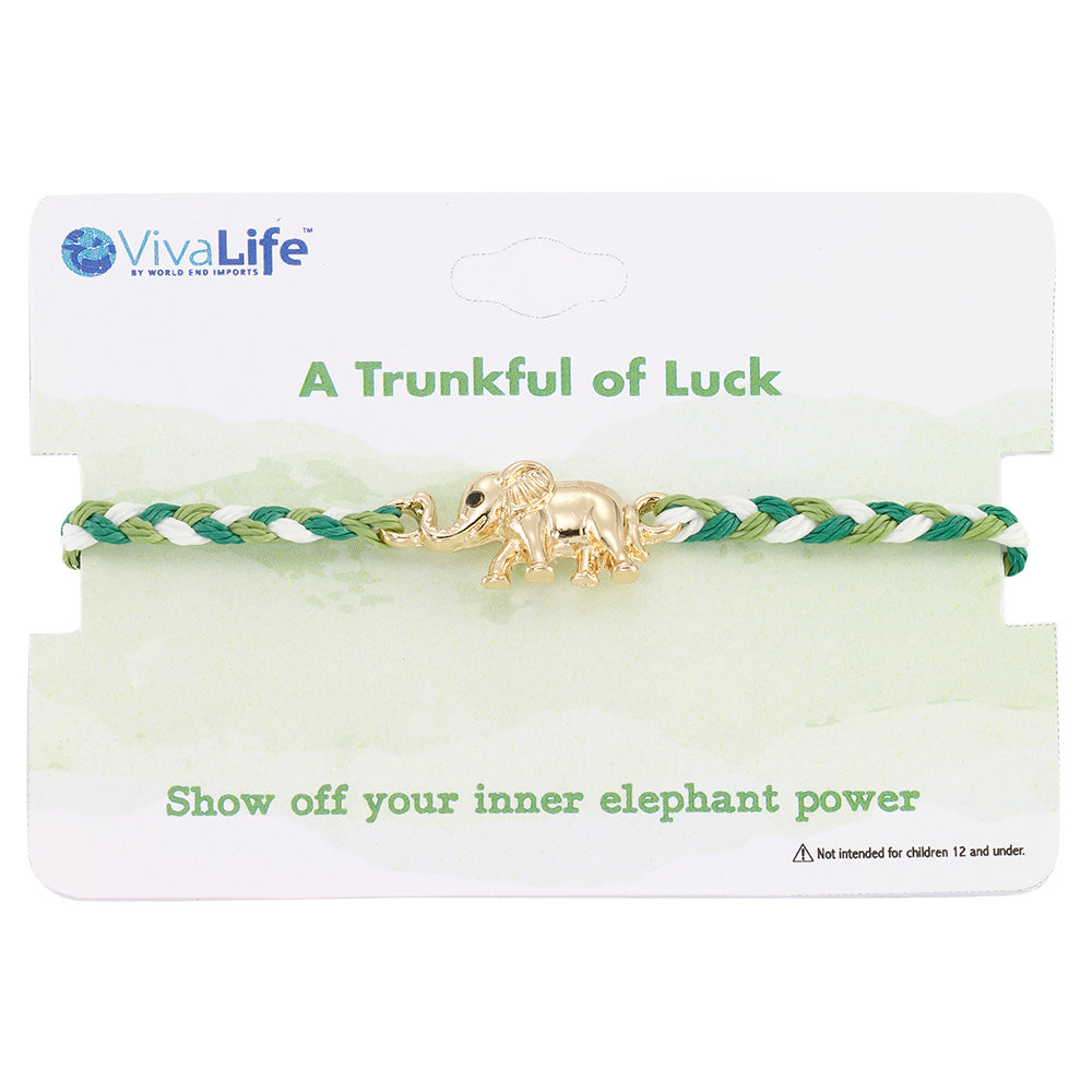 “A Trunkful” Elephant Braided Cord Bracelet