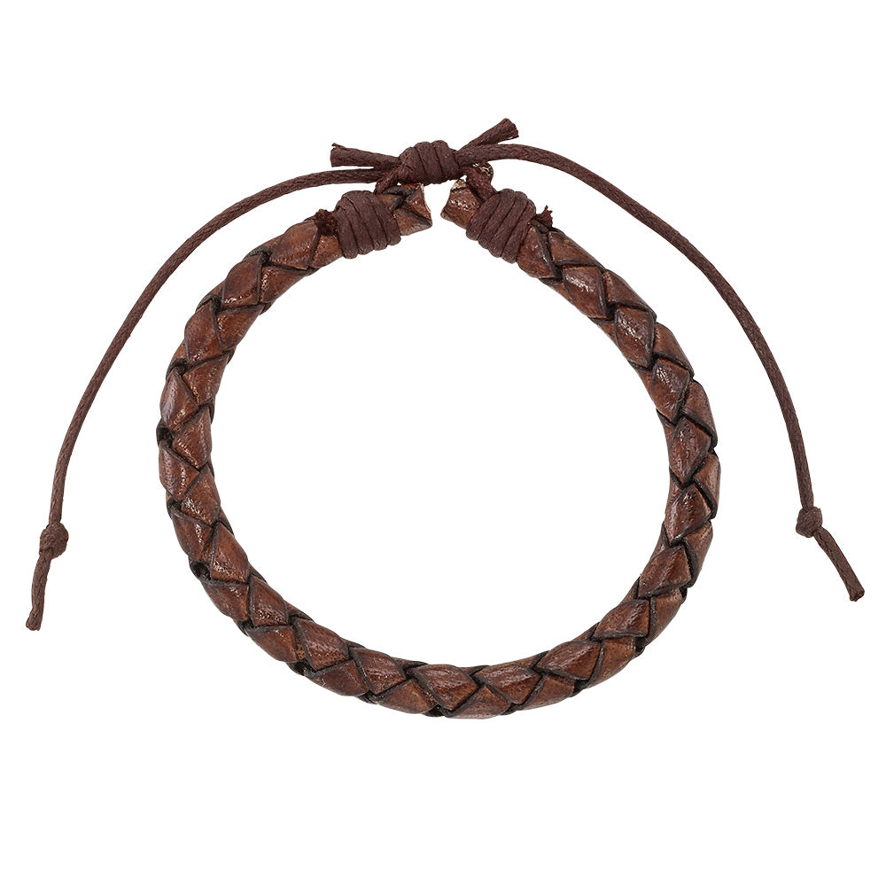 Brown Leather Braided Bracelet