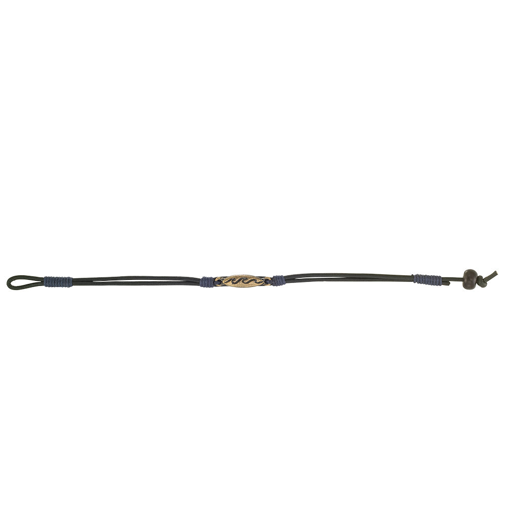 Black and Brown Leather Wave Surfboard Bracelet