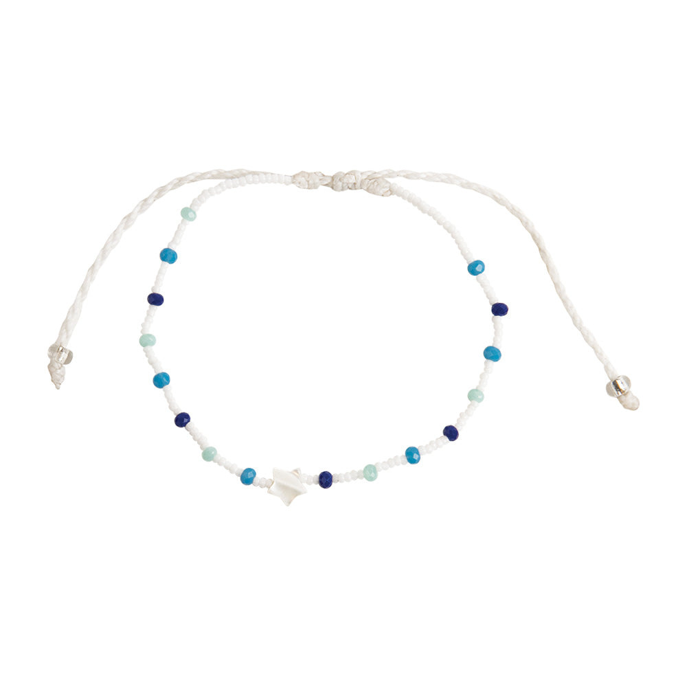 Star and Seed Bead Wax Cord Bracelet