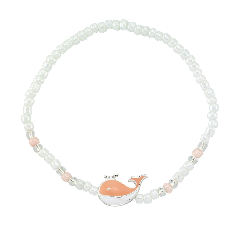 Enamel Whale Seedbead Stretch Bracelet