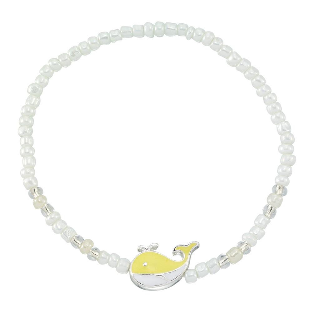Enamel Whale Seedbead Stretch Bracelet