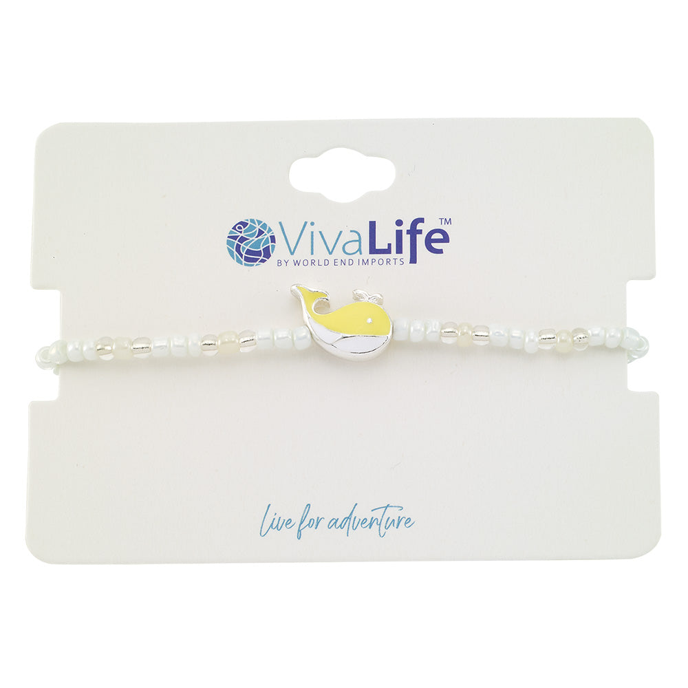 Enamel Whale Seedbead Stretch Bracelet