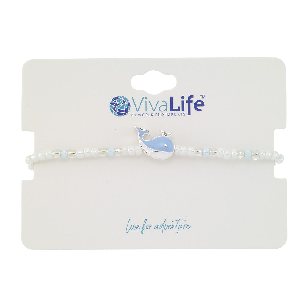 Enamel Whale Seedbead Stretch Bracelet