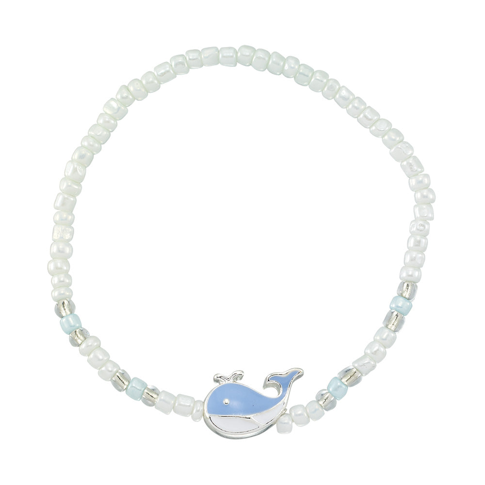 Enamel Whale Seedbead Stretch Bracelet