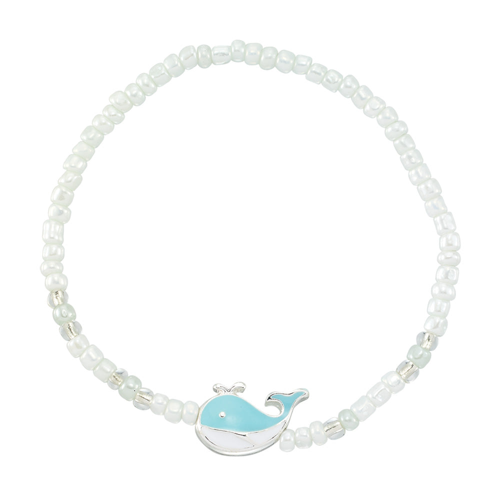 Enamel Whale Seedbead Stretch Bracelet