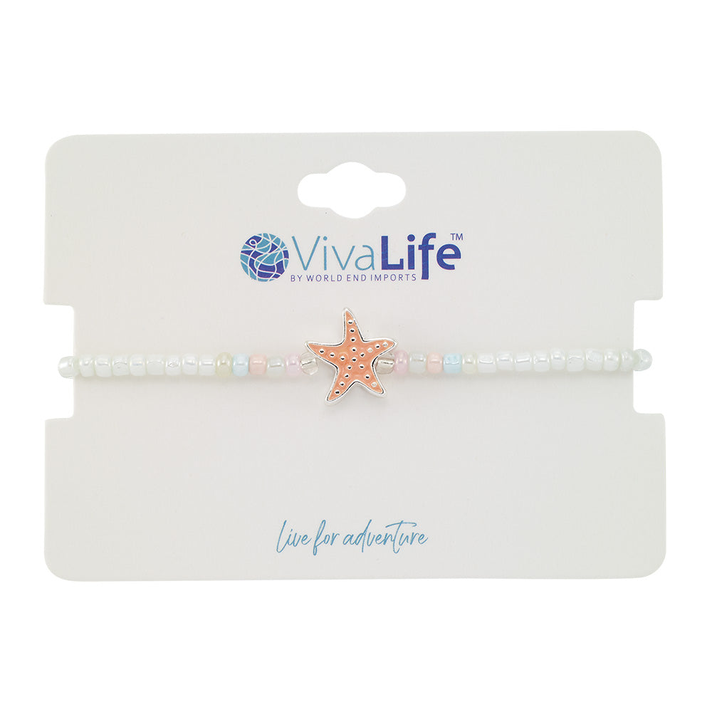 Enamel Starfish Seed Bead Bracelet