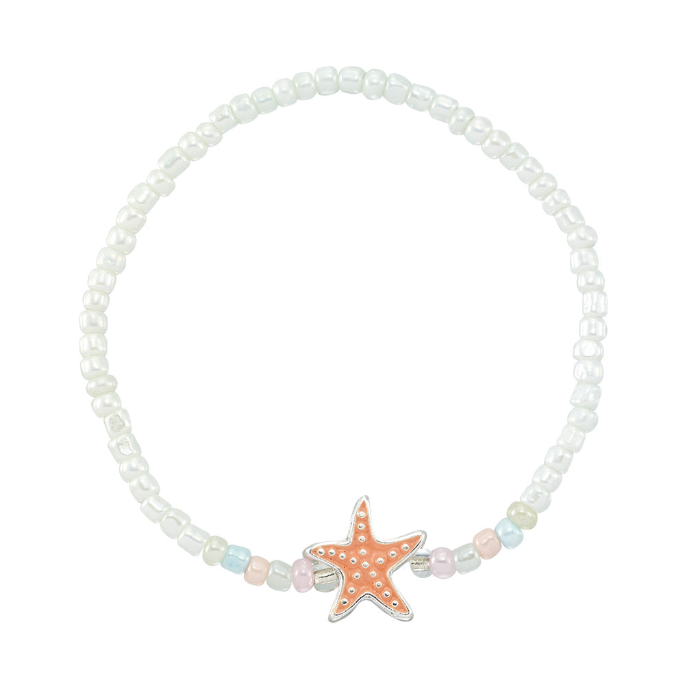 Enamel Starfish Seed Bead Bracelet