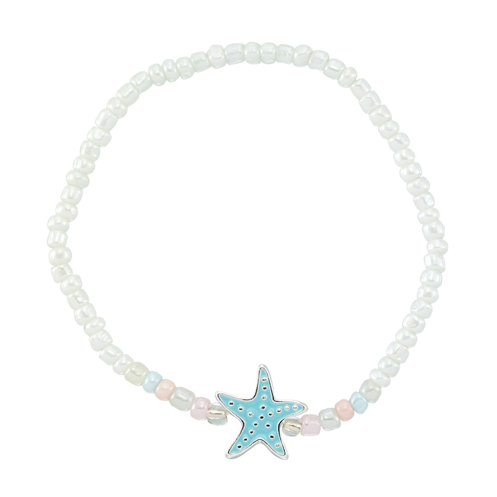 Enamel Starfish Seed Bead Bracelet