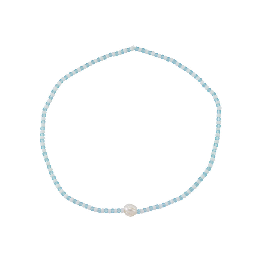 Frosted Stripe Seed Bead &amp; Fresh Water Pearl Bracelet