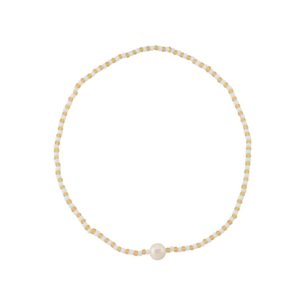 Frosted Stripe Seed Bead &amp; Fresh Water Pearl Bracelet