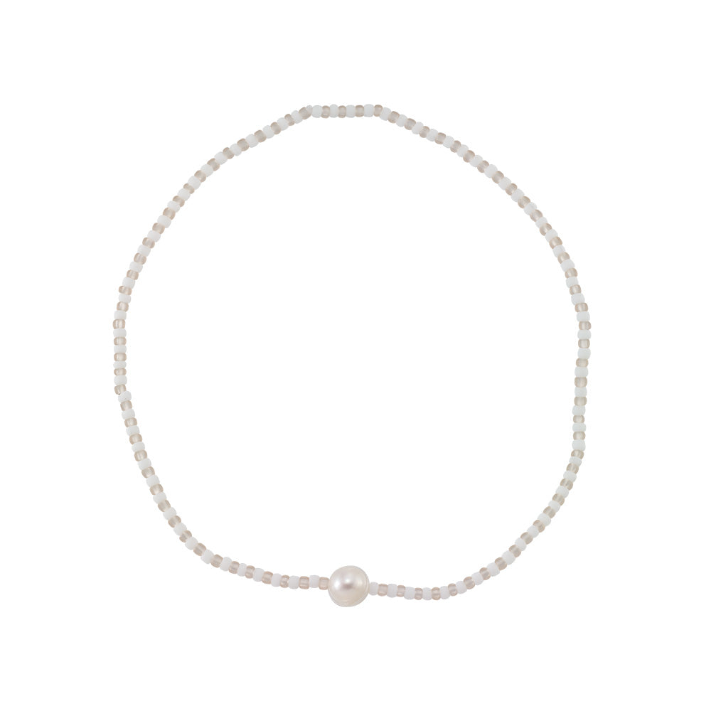 Frosted Stripe Seed Bead &amp; Fresh Water Pearl Bracelet