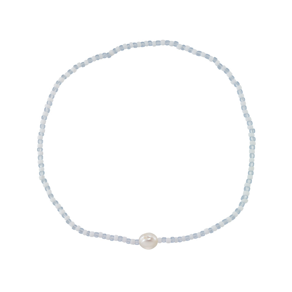 Frosted Stripe Seed Bead &amp; Fresh Water Pearl Bracelet