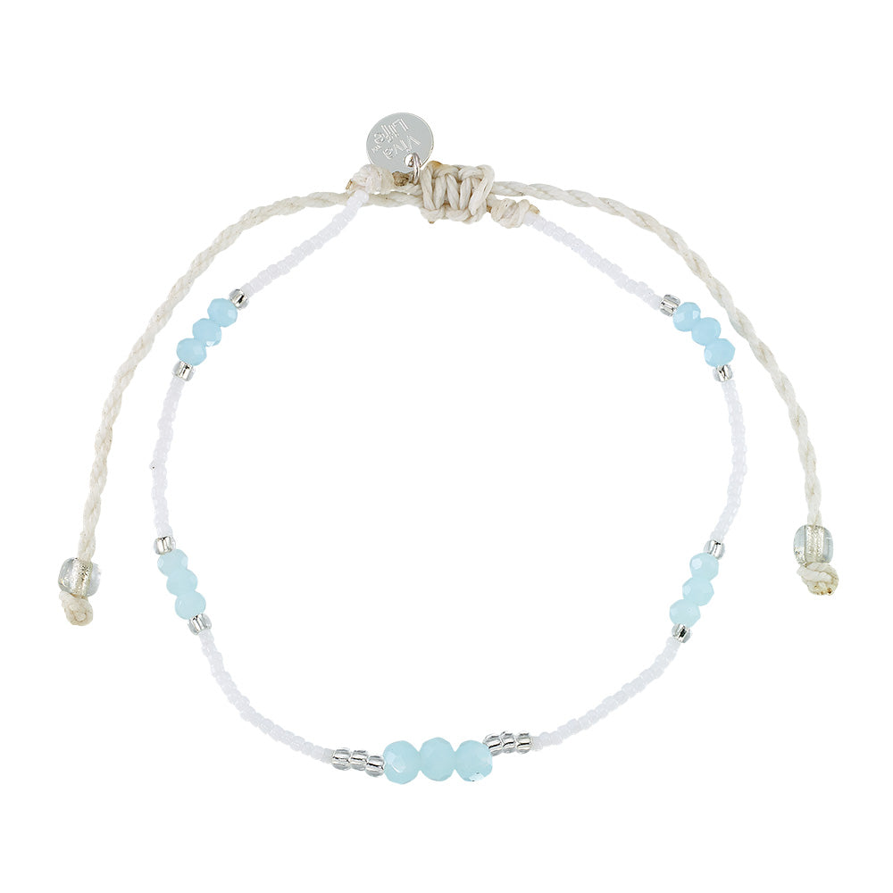 Seed Bead and Faceted Bead Wax Cord Bracelet