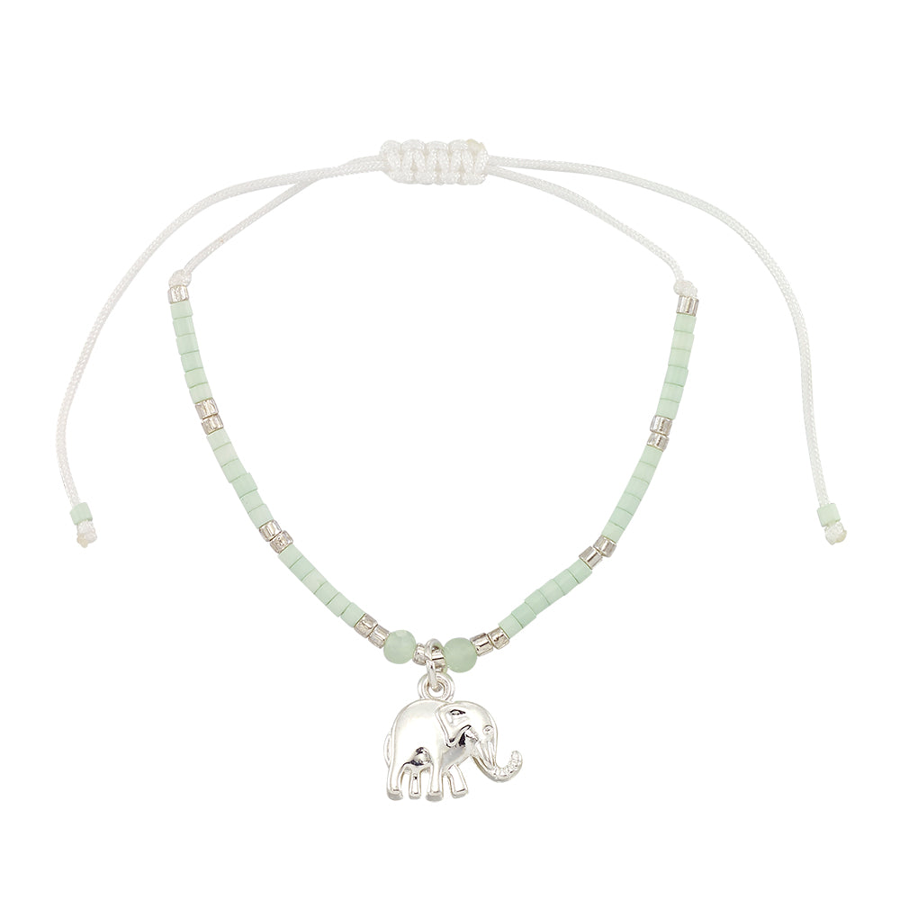 Pastel Seedbead Elephant Charm Bracelet
