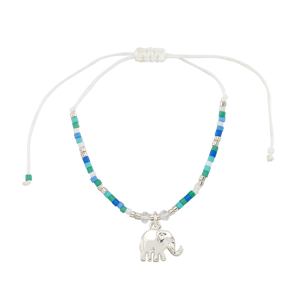 Pastel Seedbead Elephant Charm Bracelet