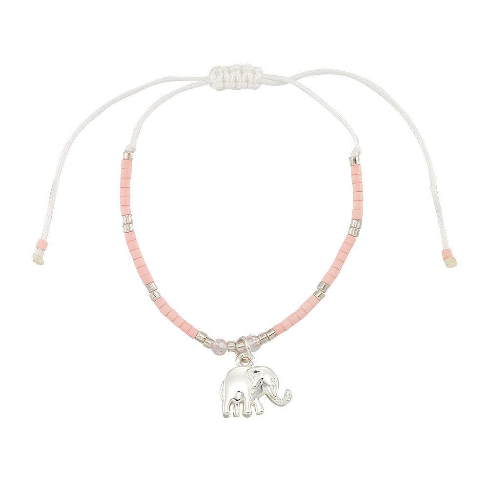 Pastel Seedbead Elephant Charm Bracelet