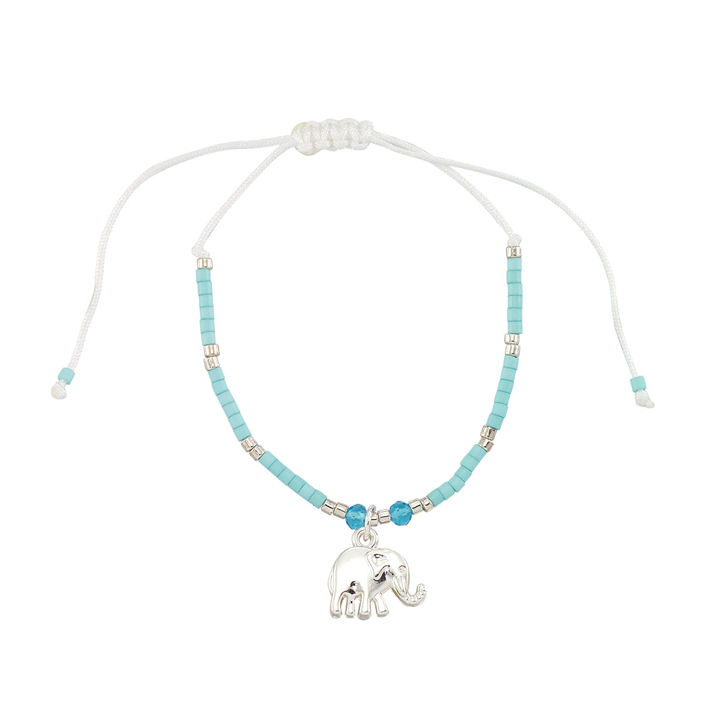 Pastel Seedbead Elephant Charm Bracelet