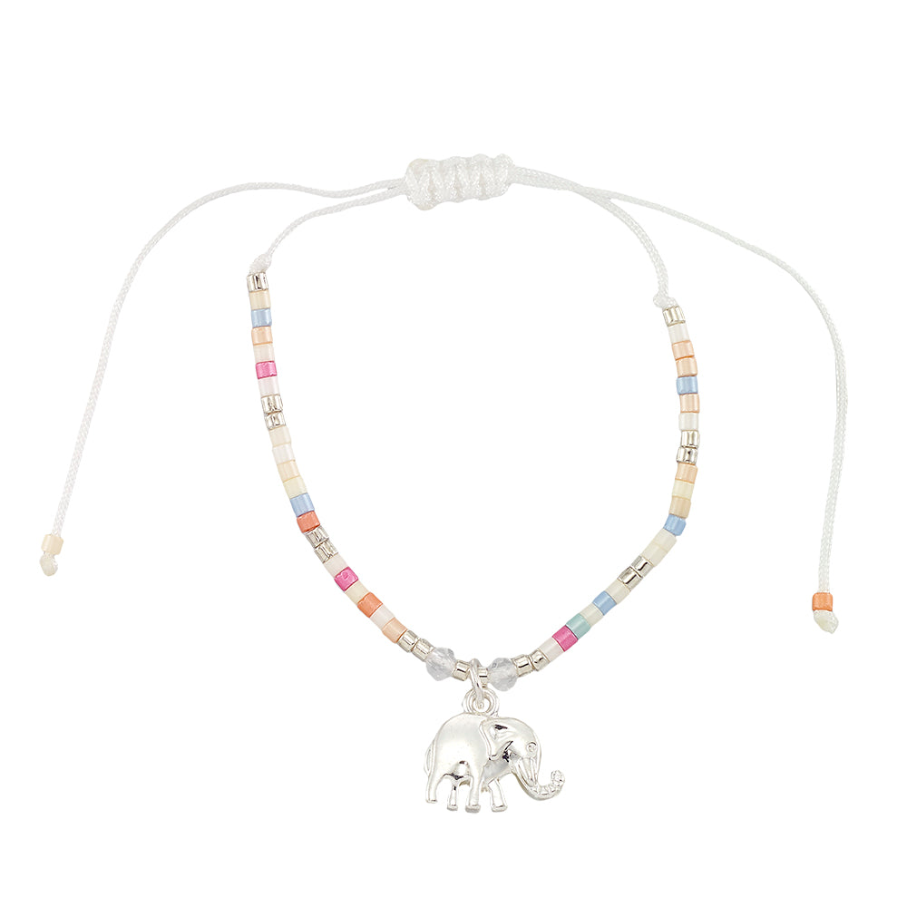 Pastel Seedbead Elephant Charm Bracelet