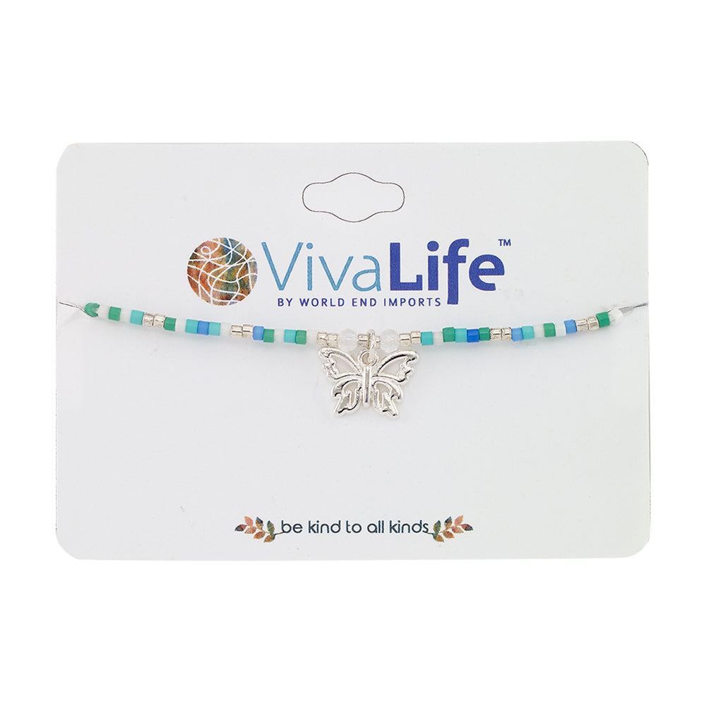 Pastel Seedbead Butterfly Charm Bracelet