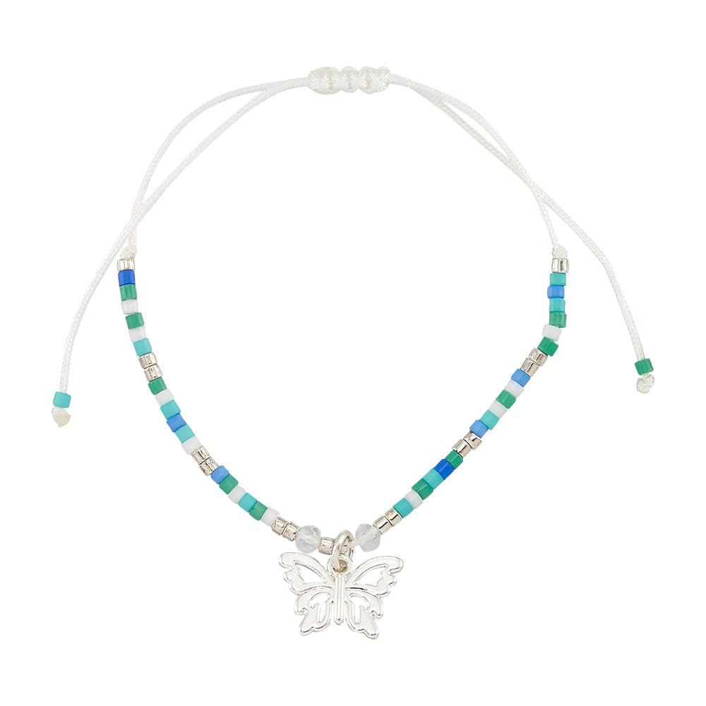 Pastel Seedbead Butterfly Charm Bracelet