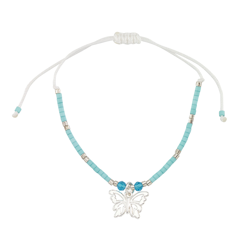 Pastel Seedbead Butterfly Charm Bracelet