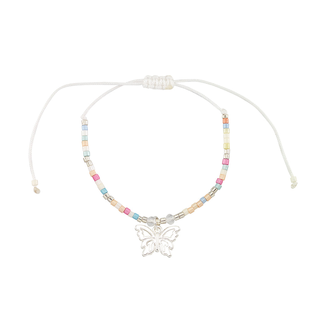 Pastel Seedbead Butterfly Charm Bracelet