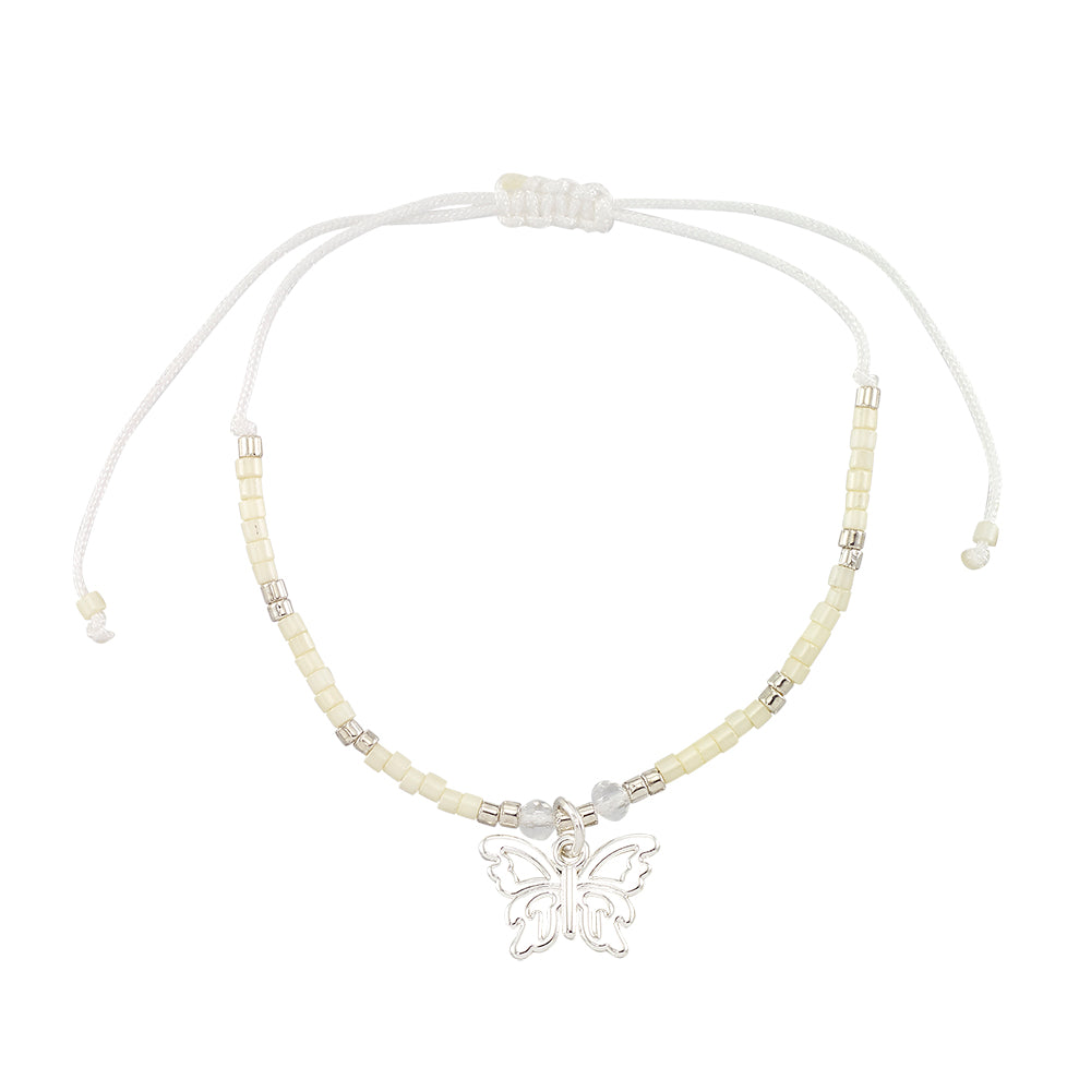 Pastel Seedbead Butterfly Charm Bracelet