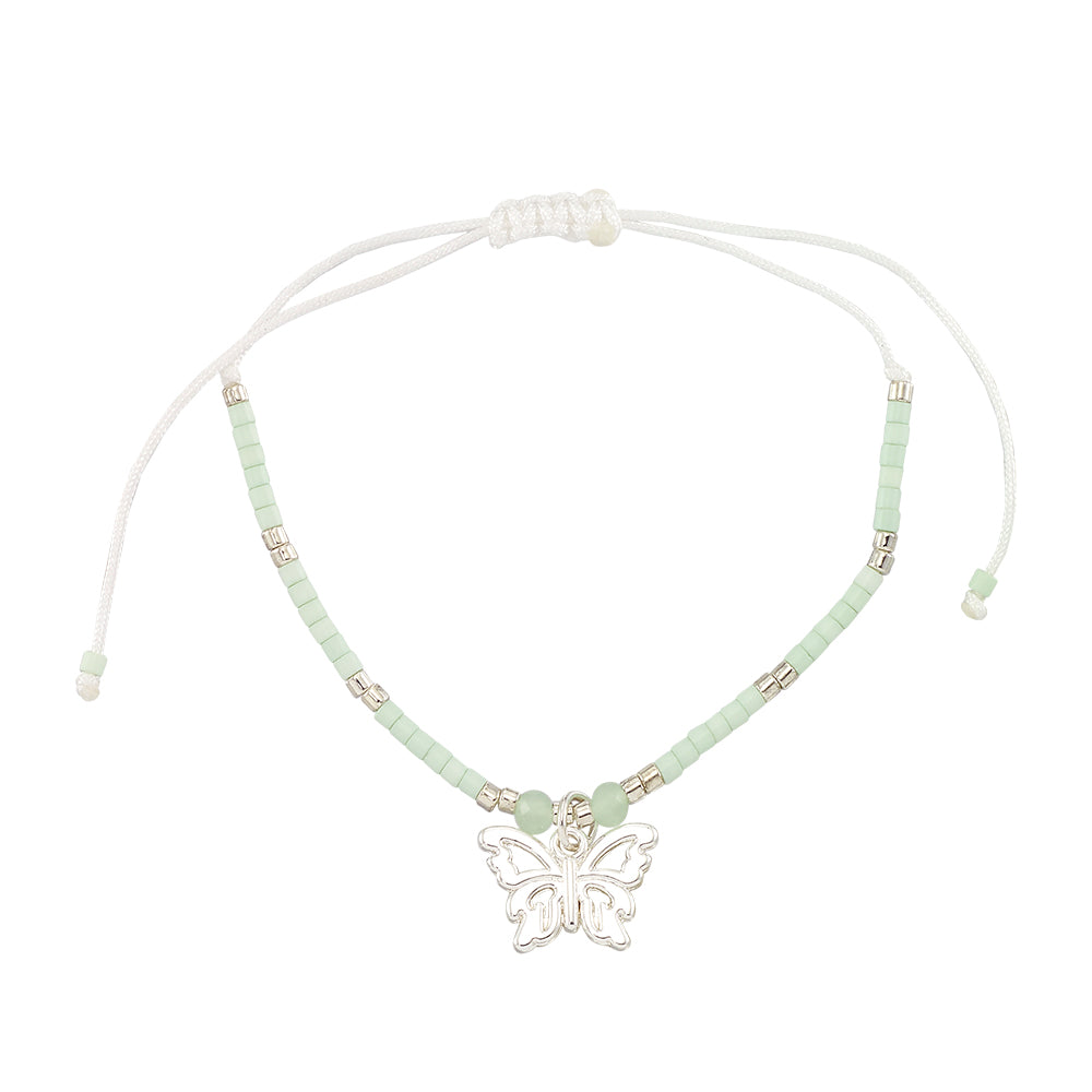Pastel Seedbead Butterfly Charm Bracelet